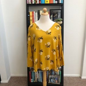 OLD NAVY bell sleeve YELLOW floral top